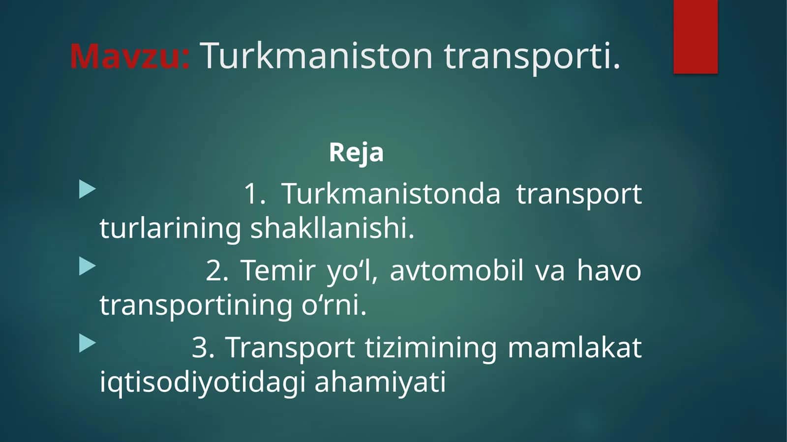 Turkmaniston transporti 1