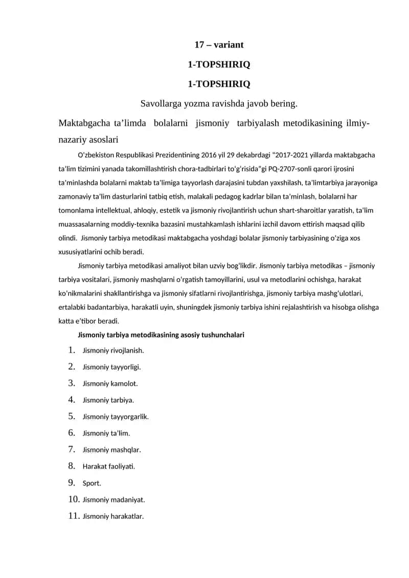 Maktabgacha ta’limda bolalarni jismoniy tarbiyalash 1