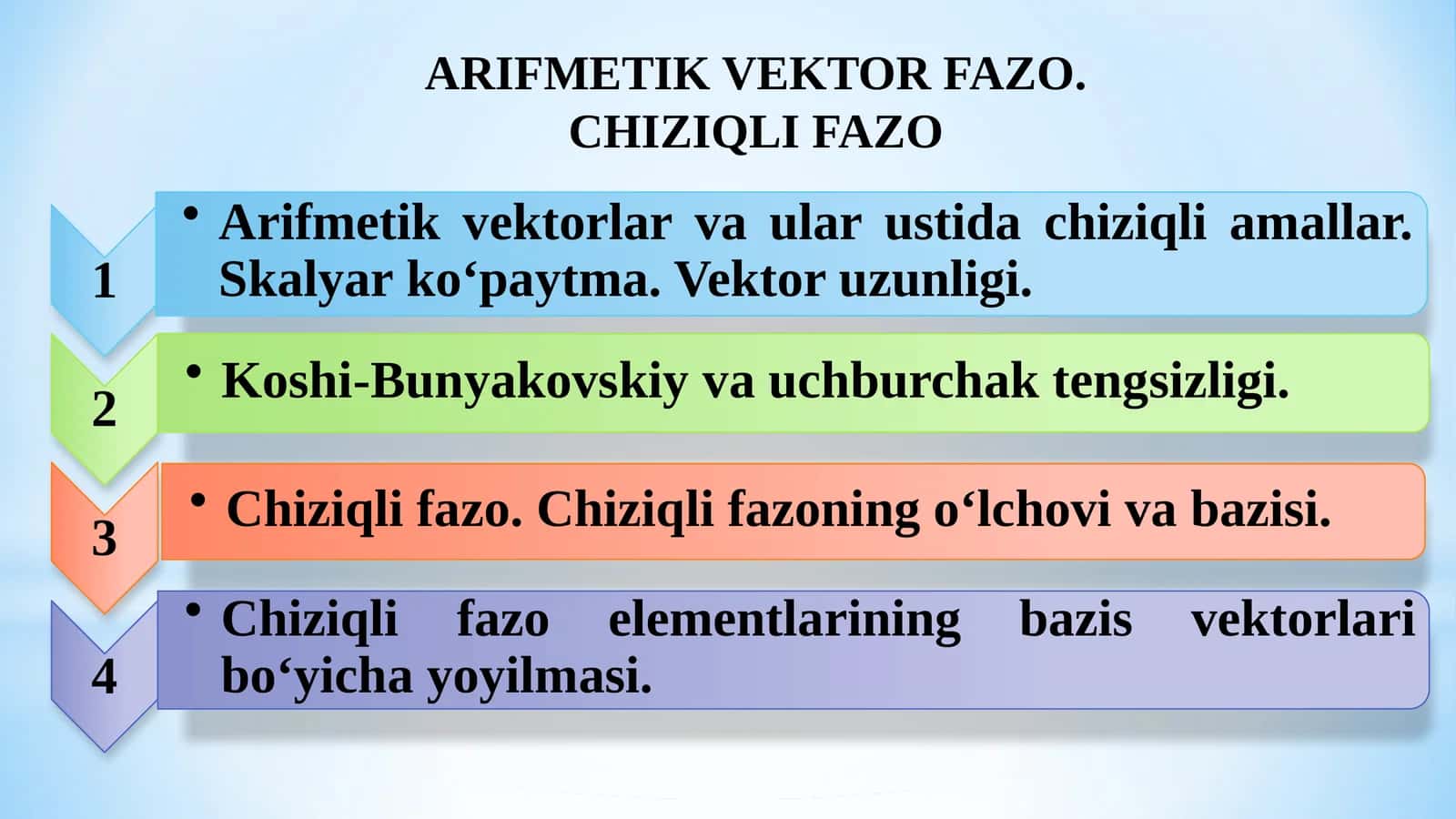 ARIFMETIK VEKTOR FAZO. CHIZIQLI FAZO 1