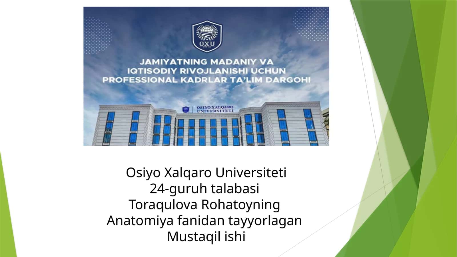 Anatomiya fanidan mustaqil ishi 1