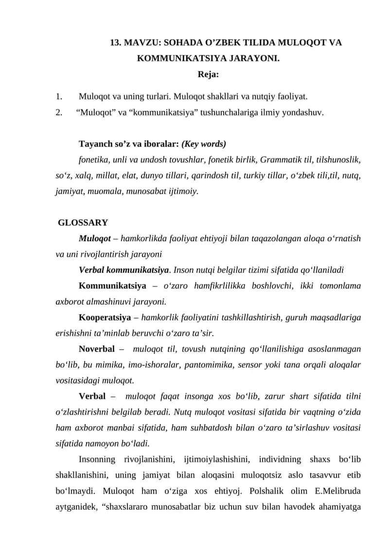 SOHADA O’ZBEK TILIDA MULOQOT VA KOMMUNIKATSIYA JARAYONI 1