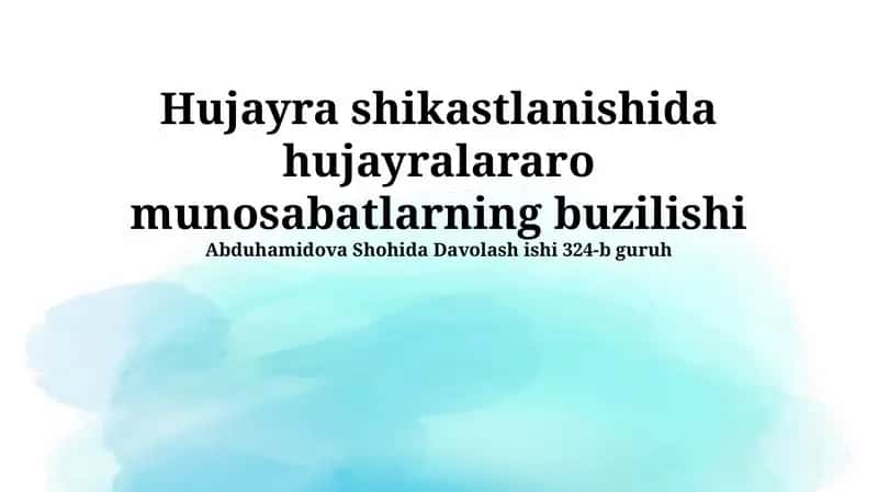 Hujayra ichidagi o'zaro ta'sirlarning buzilishi 1