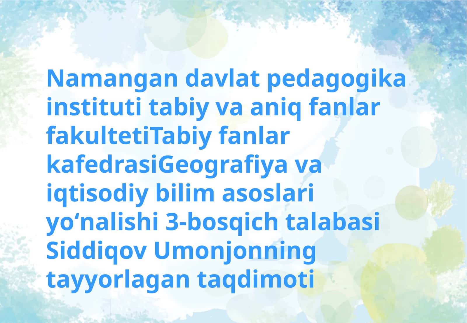O'rnatilgan Tizim Fanidan Tayyorlagan Taqdimot 1