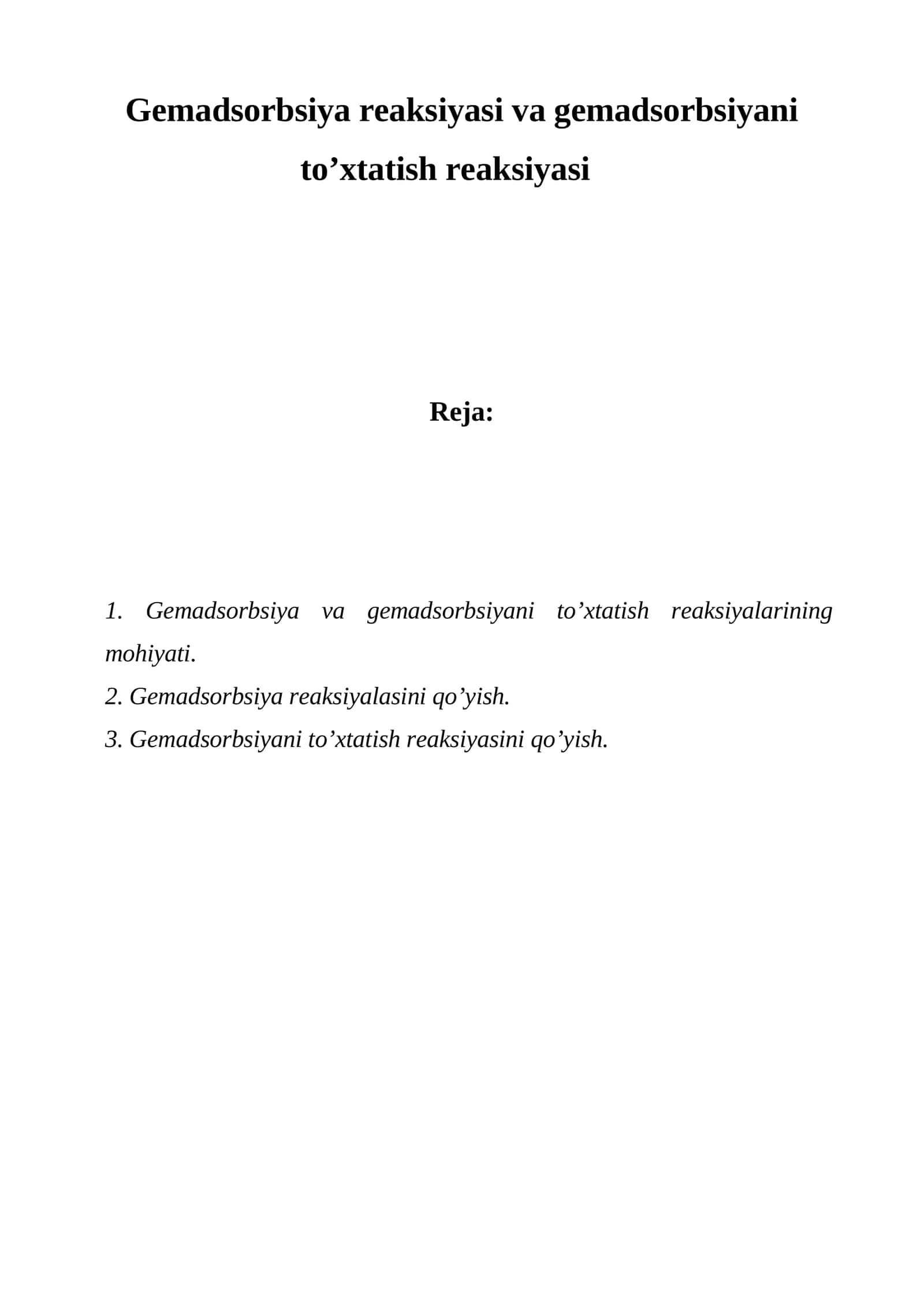 Gemadsorbsiya reaksiyasi va gemadsorbsiyani to’xtatish reaksiyasi 1