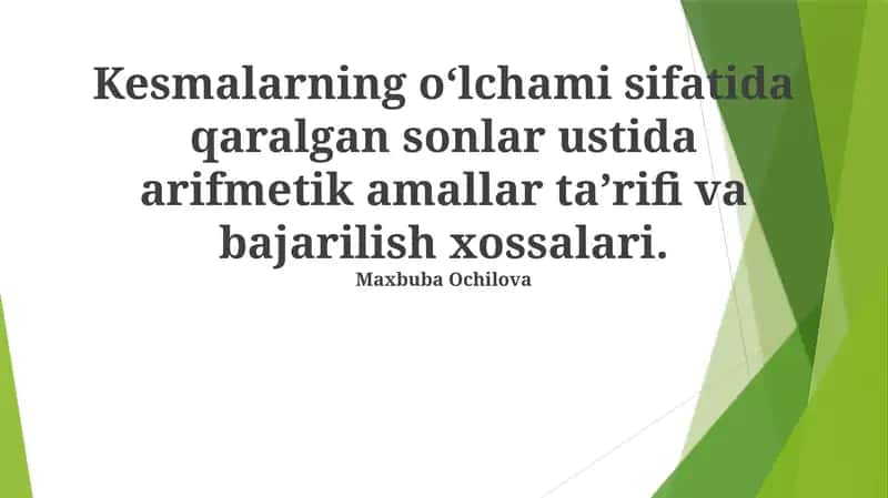 Arifmetik amallar 1