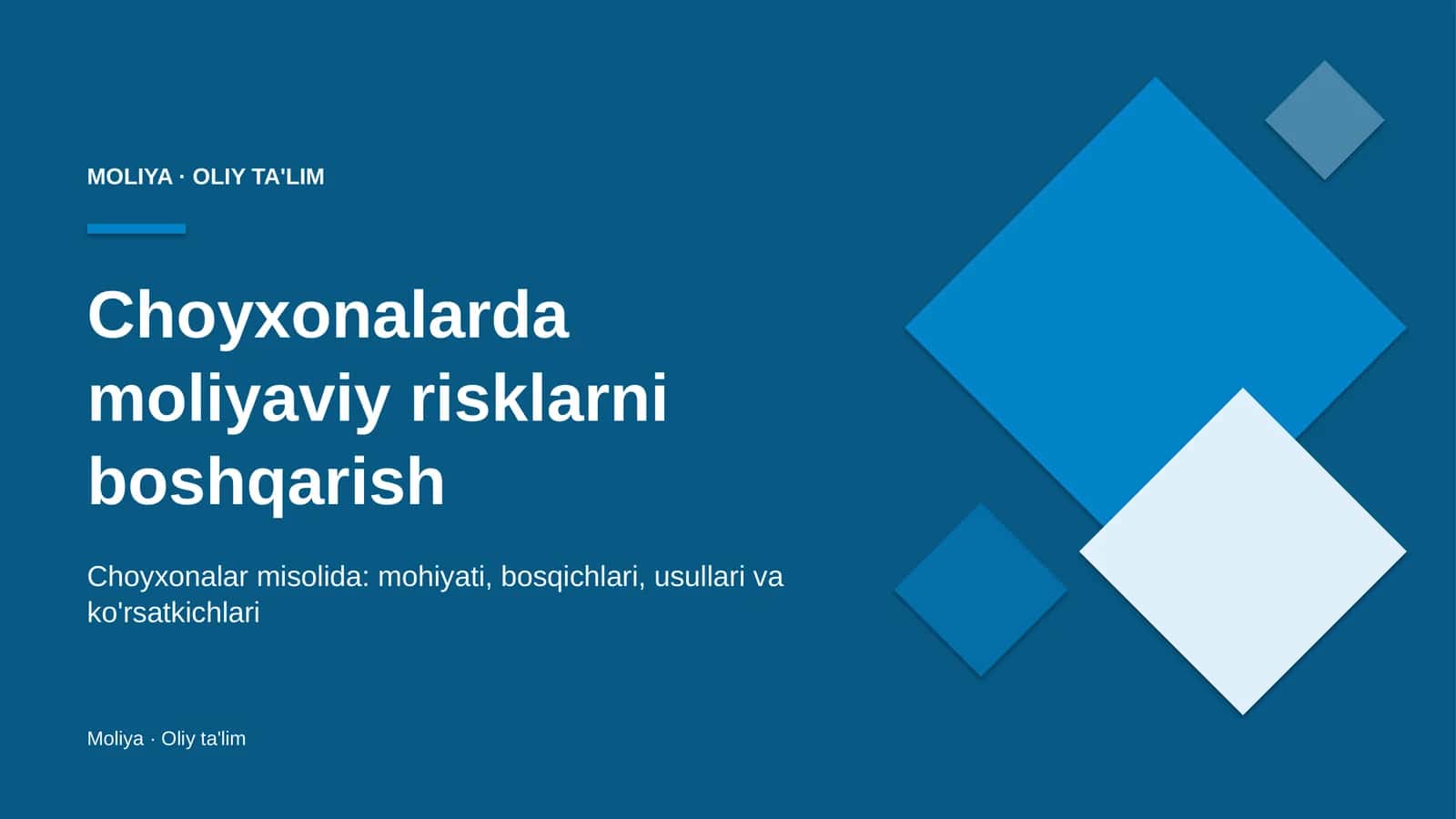 Choyxonalarda moliyaviy risklarni boshqarish 1
