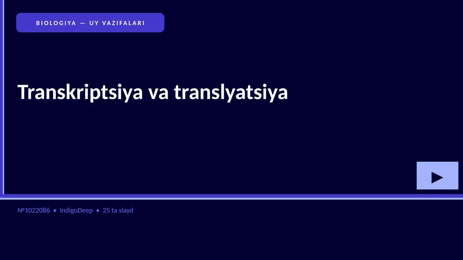 BIOLOGIYA — UY VAZIFALARI 1