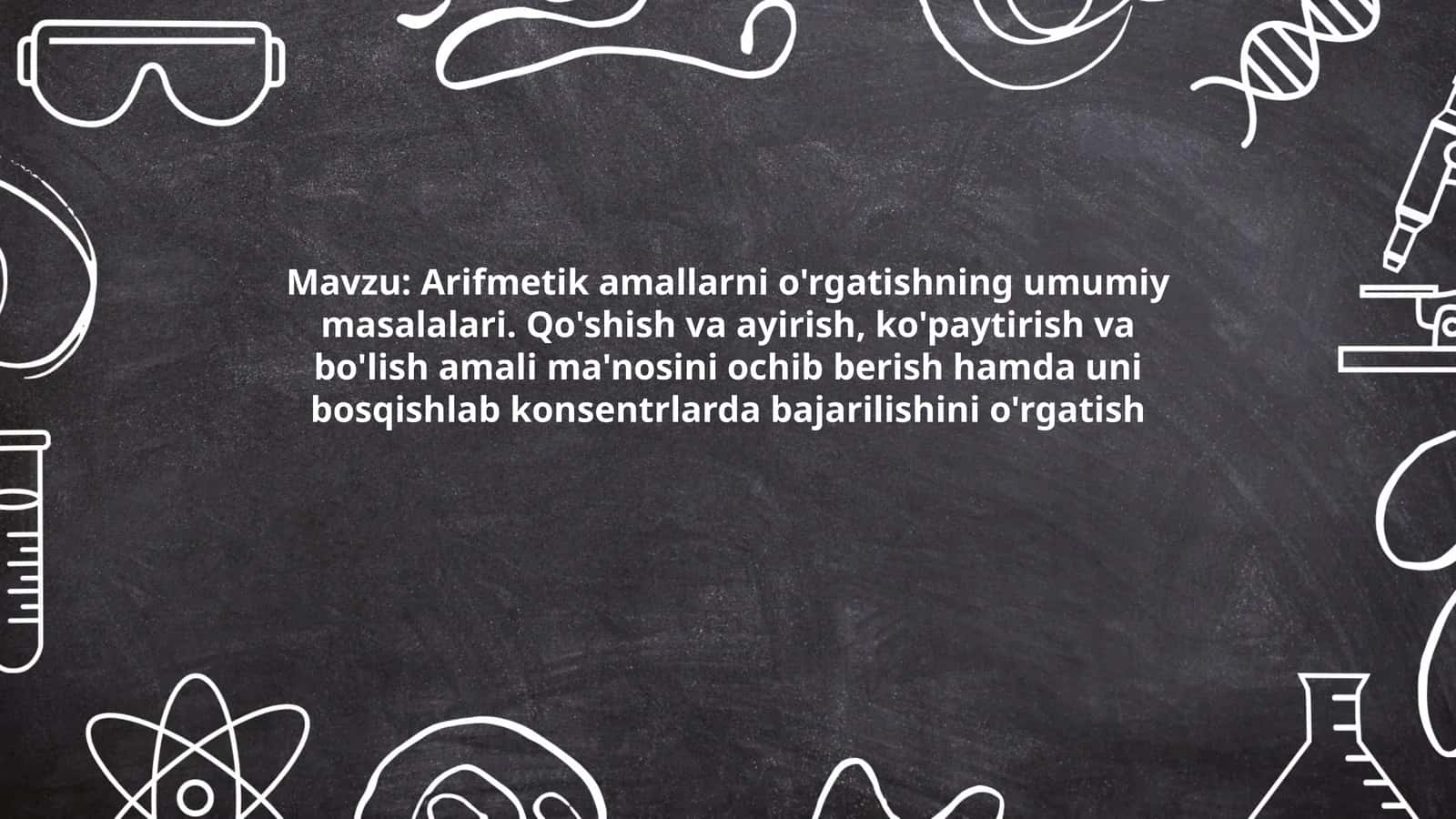 Arifmetik amallarni o'rgatishning umumiy masalalari 1