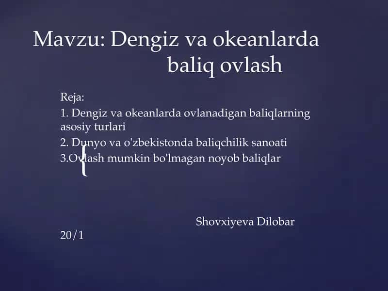 Dengiz va okeanlarda baliq ovlash 1