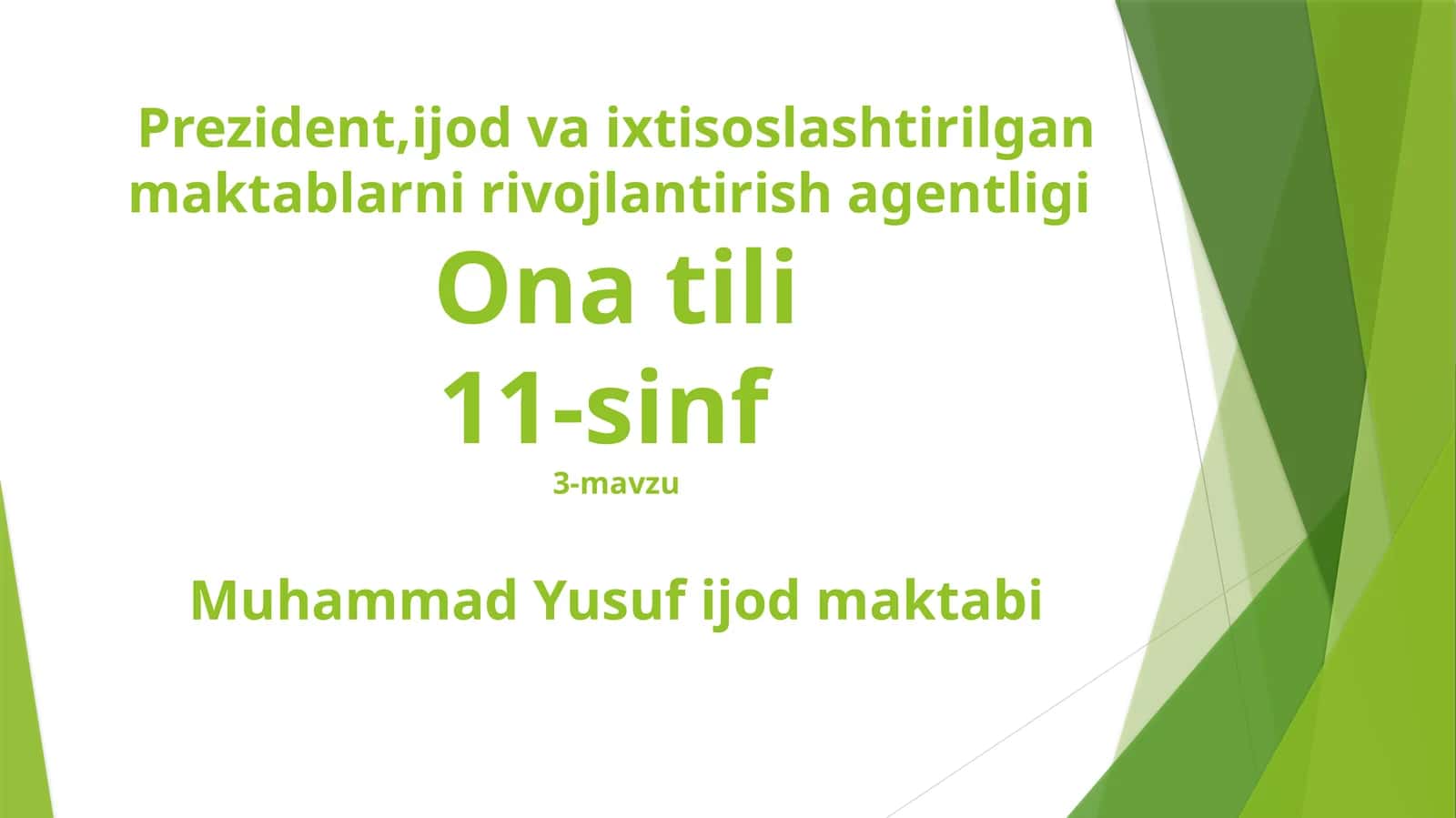 Muhammad Yusuf ijod maktabi 1