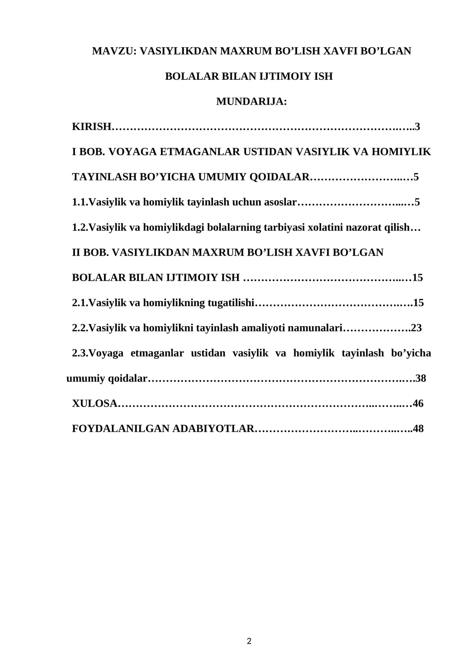 VASIYLIKDAN MAXRUM BOLISH XAVFI BOLGAN BOLALAR BILAN IJTIMOIY ISH 1