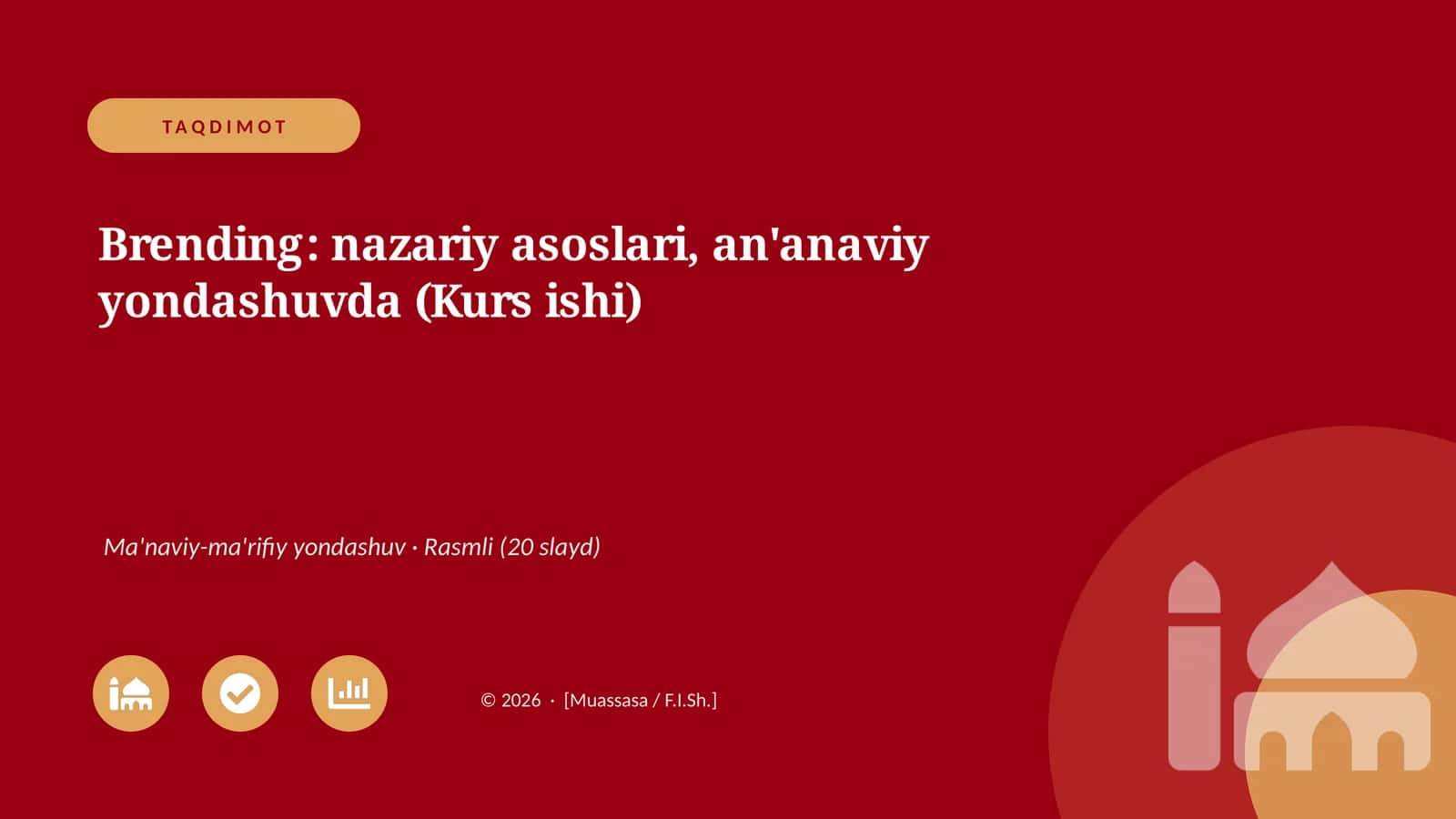 TAQDIMOT Brending: nazariy asoslari, an'anaviy yondashuvda (Kurs ishi) 1