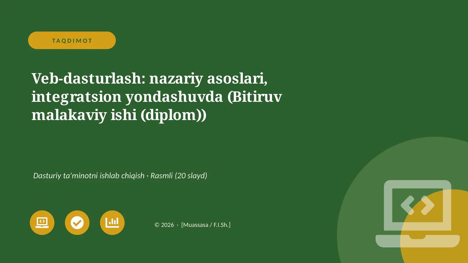 Veb-dasturlash: nazariy asoslari, integratsion yondashuvda (Bitiruv malakaviy ishi (diplom)) 1