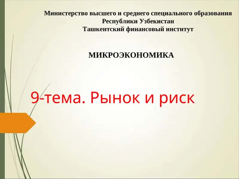 9-тема. Рынок и риск 1