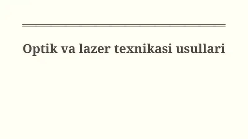 Optika va lazer muhandisligining asoslari 1