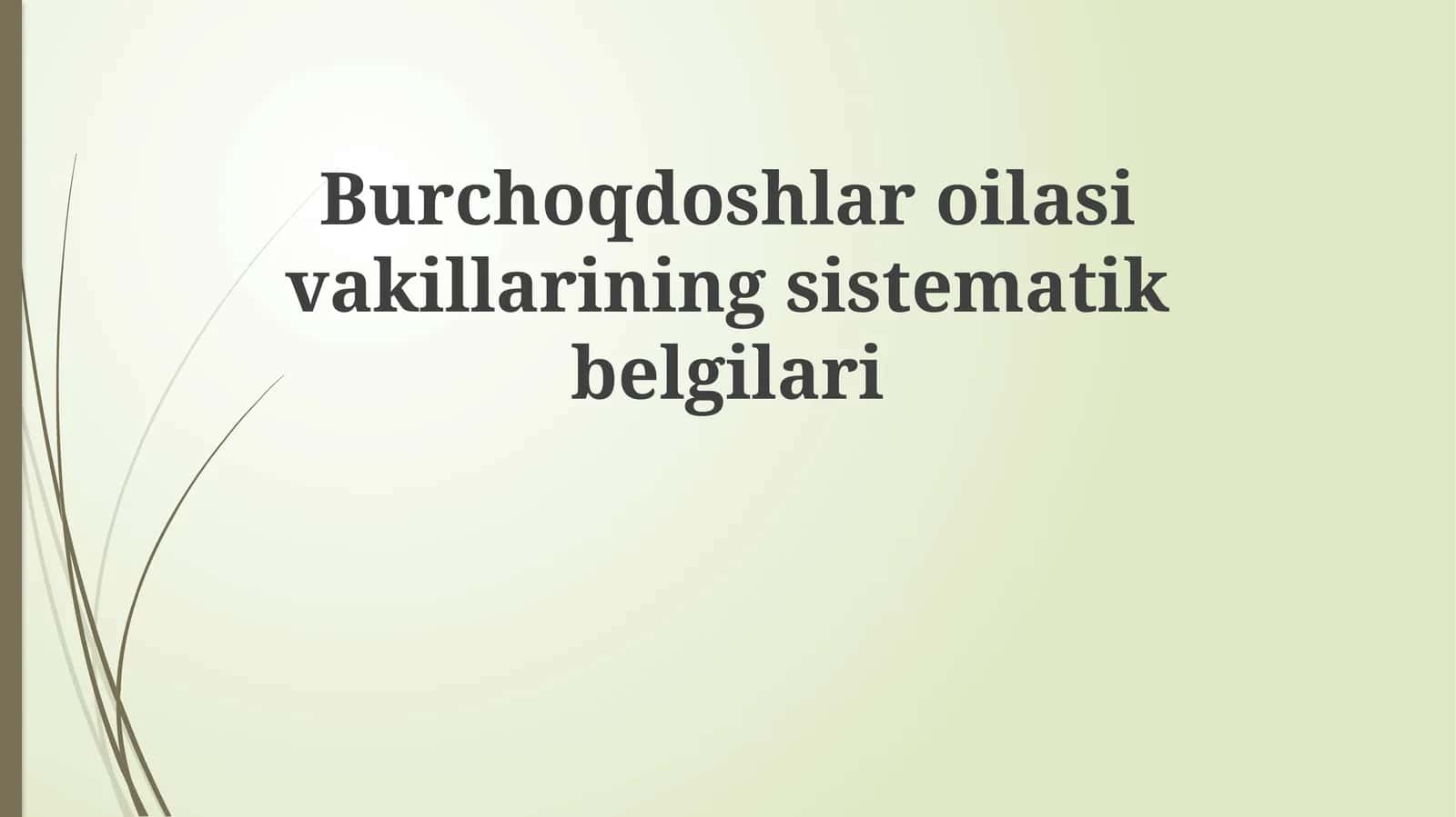 Burchoqdoshlar oilasining sistematik belgilari 1