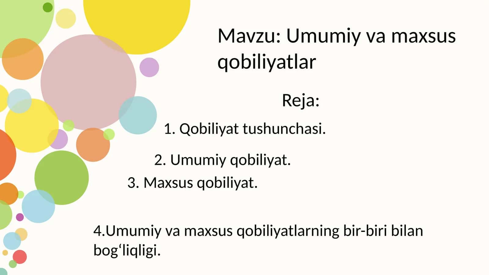 Umumiy va maxsus qobiliyatlar 1