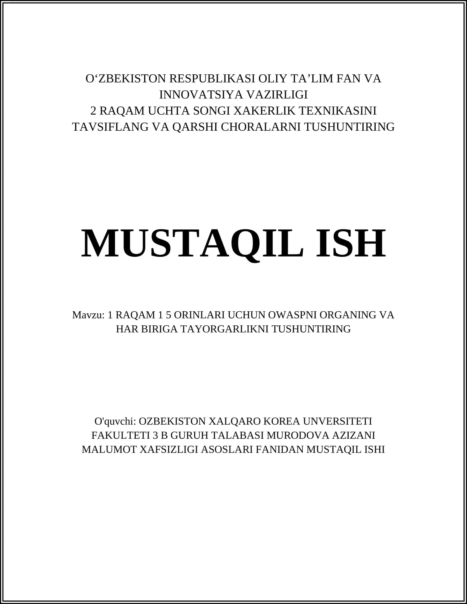 OWASP Tijorat Da'volari 1