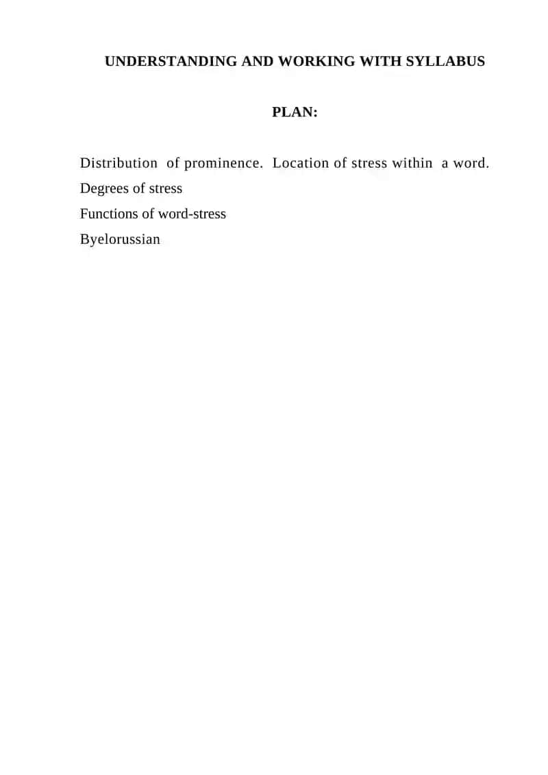 Understanding and Working with Syllabus Plan