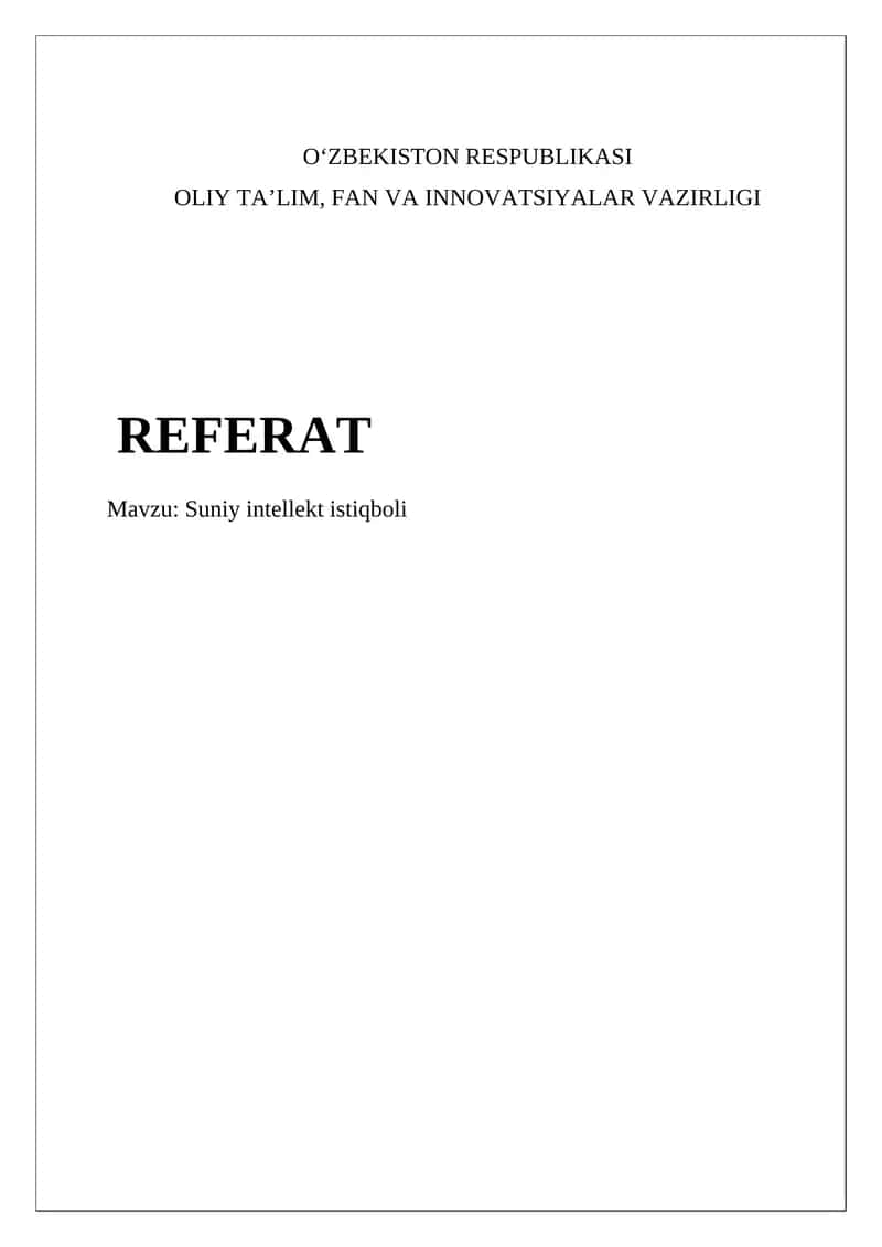 Suniy intellekt istiqboli 1