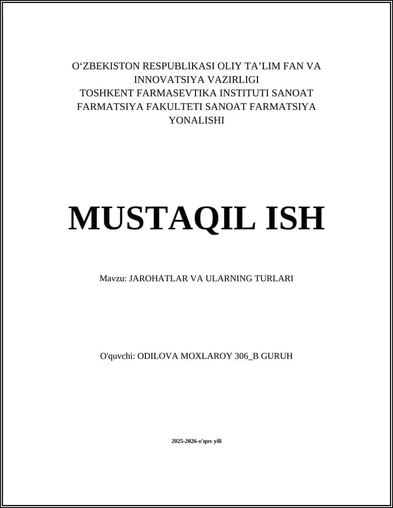 JAROHATLAR VA ULARNING TURLARI 1