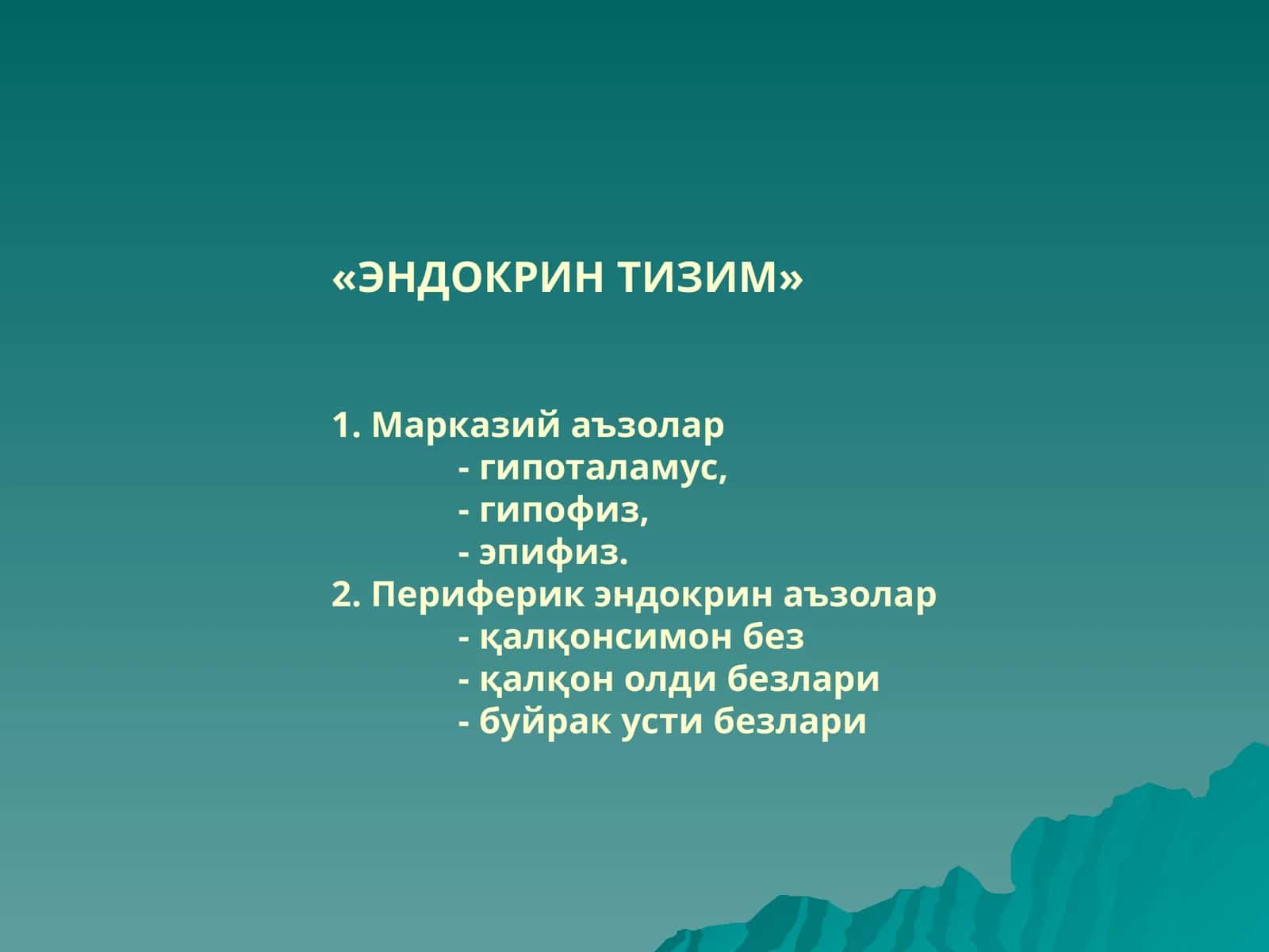 ЭНДОКРИН ТИЗИМ 1