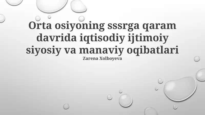 Orta osiyoning sssrga qaram davrida iqtisodiy ijtimoiy siyosiy va manaviy oqibatlari 1