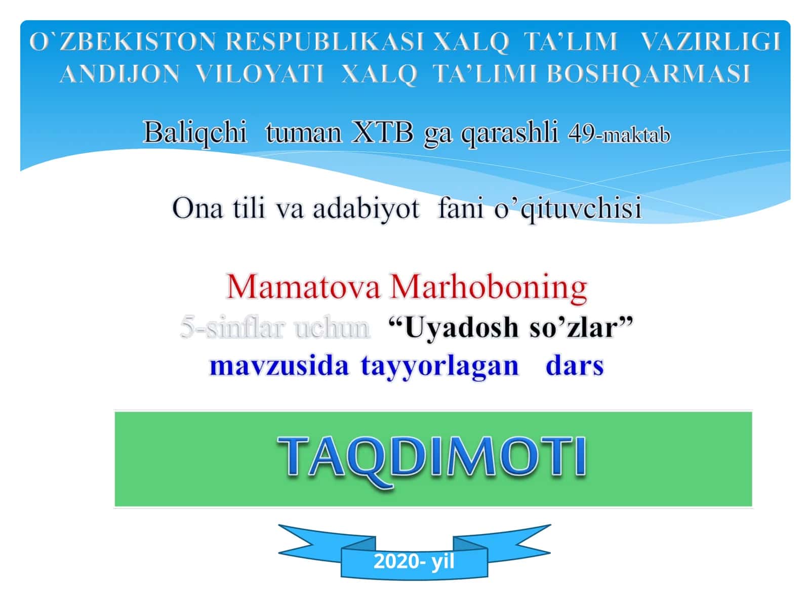O’quvchilar uyasosh so’zlar bilimlar hosil 1