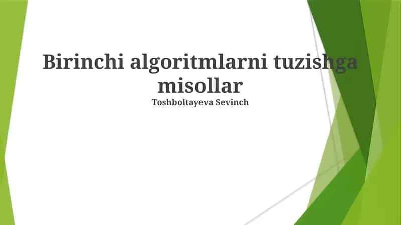 Dastlabki Son Sistemalari va Algoritmlar 1