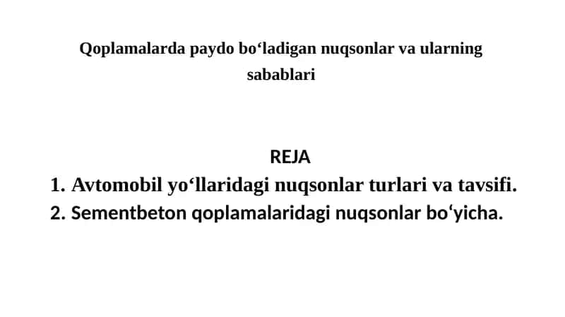 Nuqsonlar va ularning sabablari 1