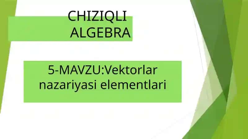 Vektorlar nazariyasi elementlari