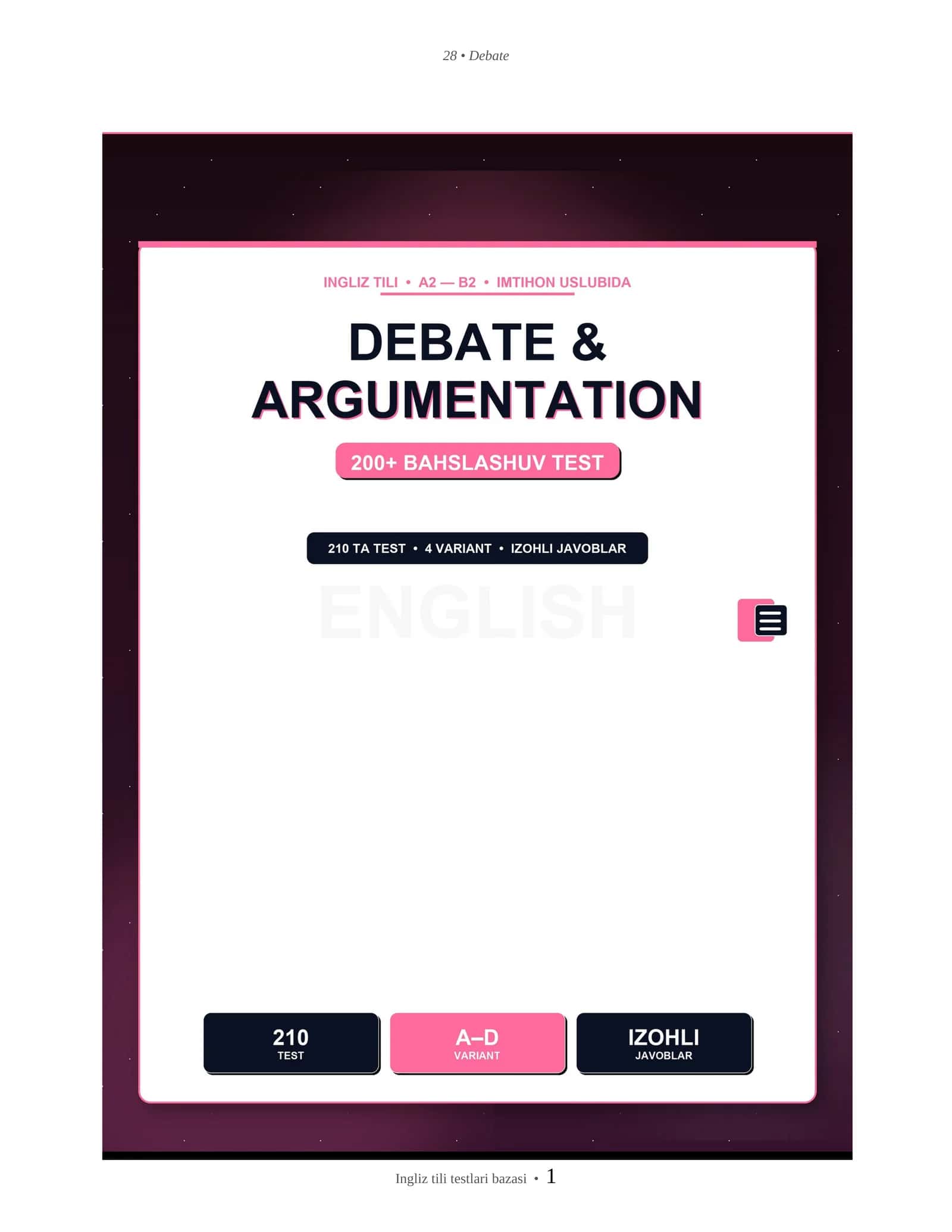INGLIZ TILI DEBATE & ARGUMENTATION 1