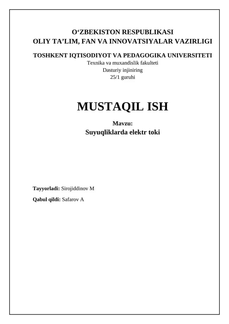 Suyuqliklarda elektr toki 1