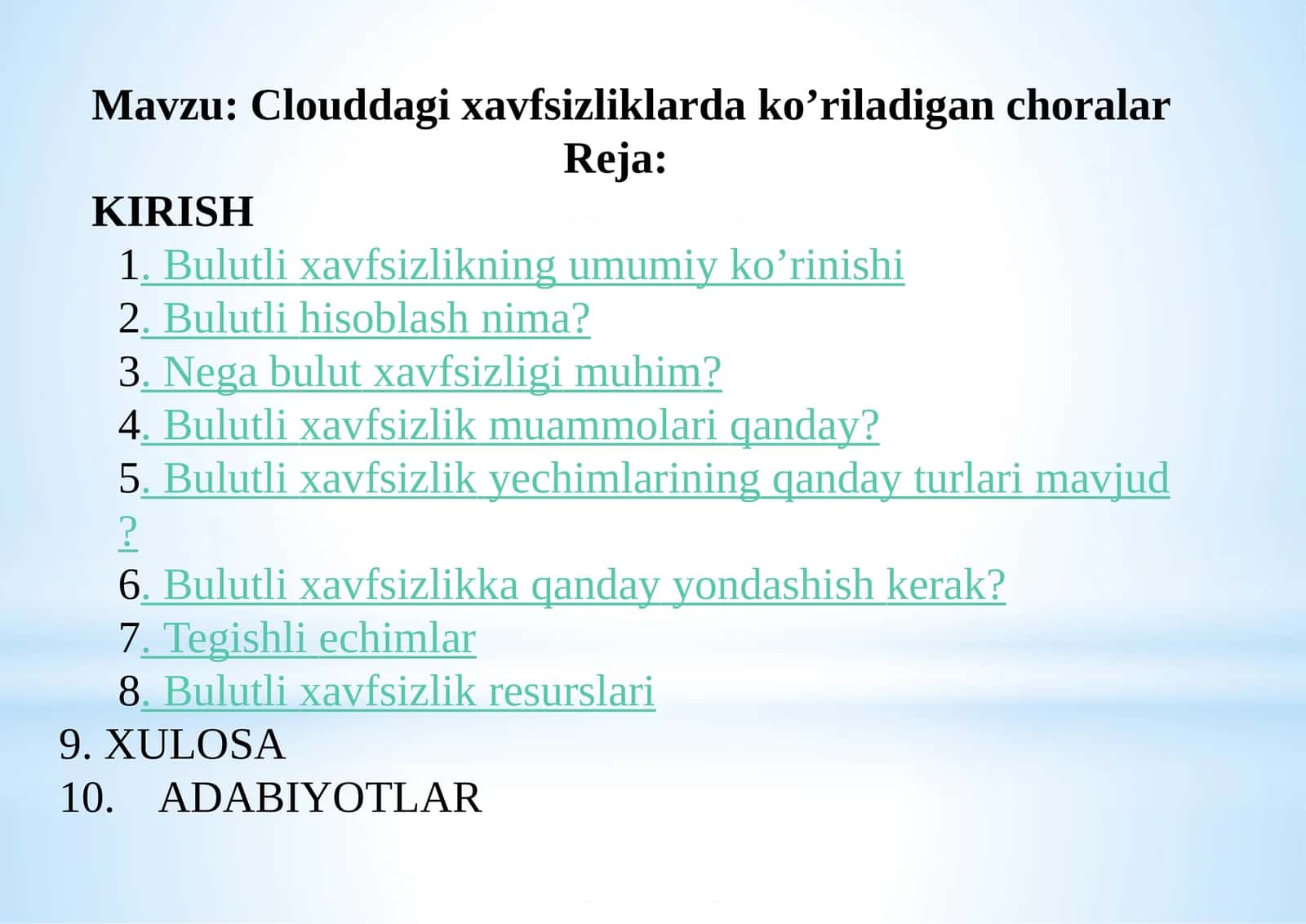 Clouddagi xavfsizliklarda ko’riladigan choralar 1