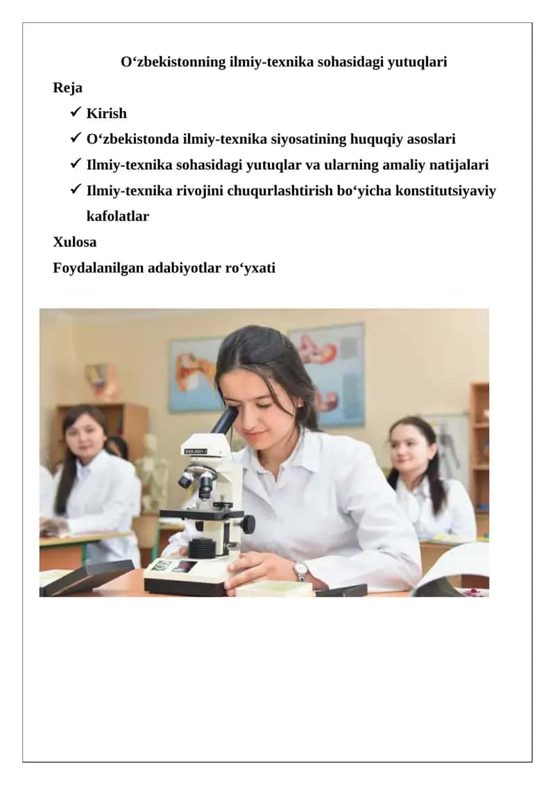 O‘zbekistonning ilmiy-texnika sohasidagi yutuqlari 1