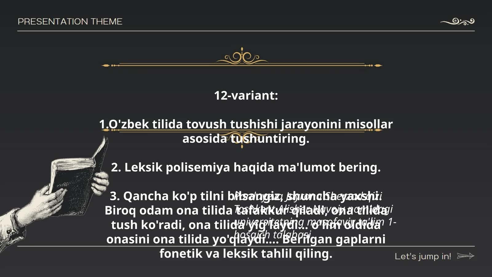 O'zbek tilida tovush tushishi misollari 1