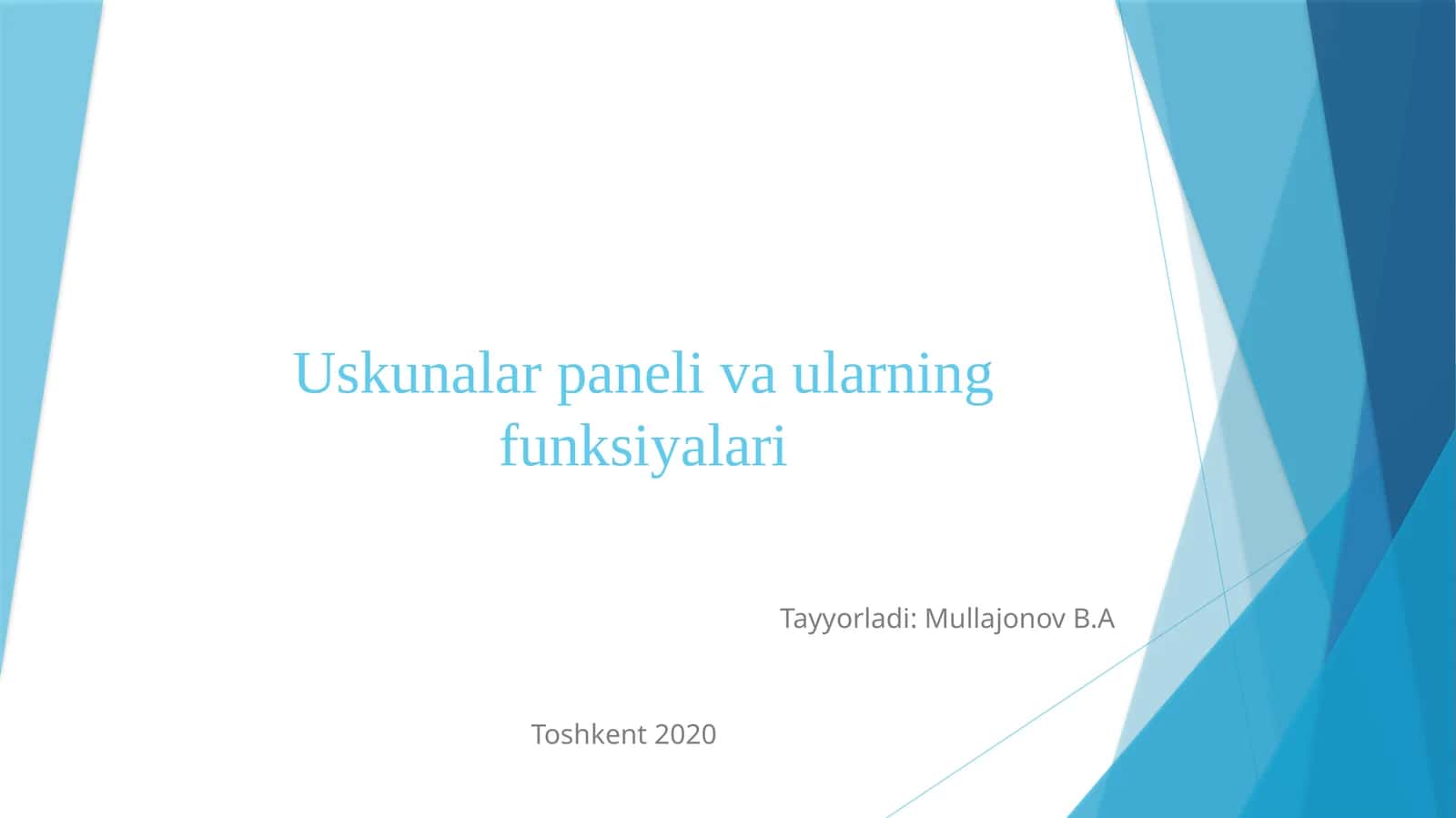 Uskunalar paneli va ularning funksiyalari 1