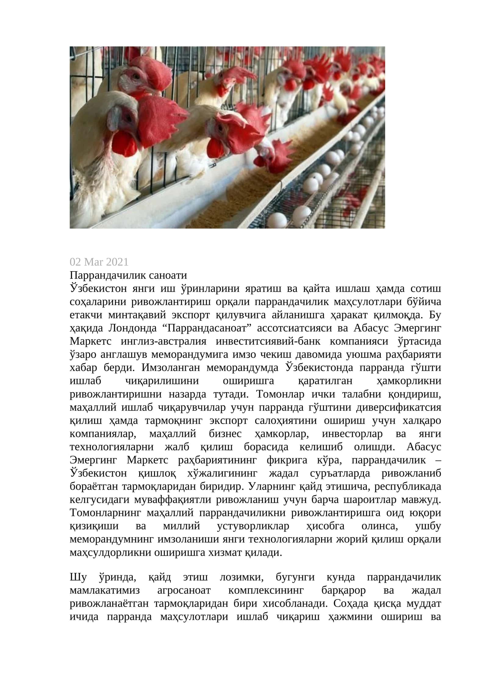 Паррандачилик саноати 1