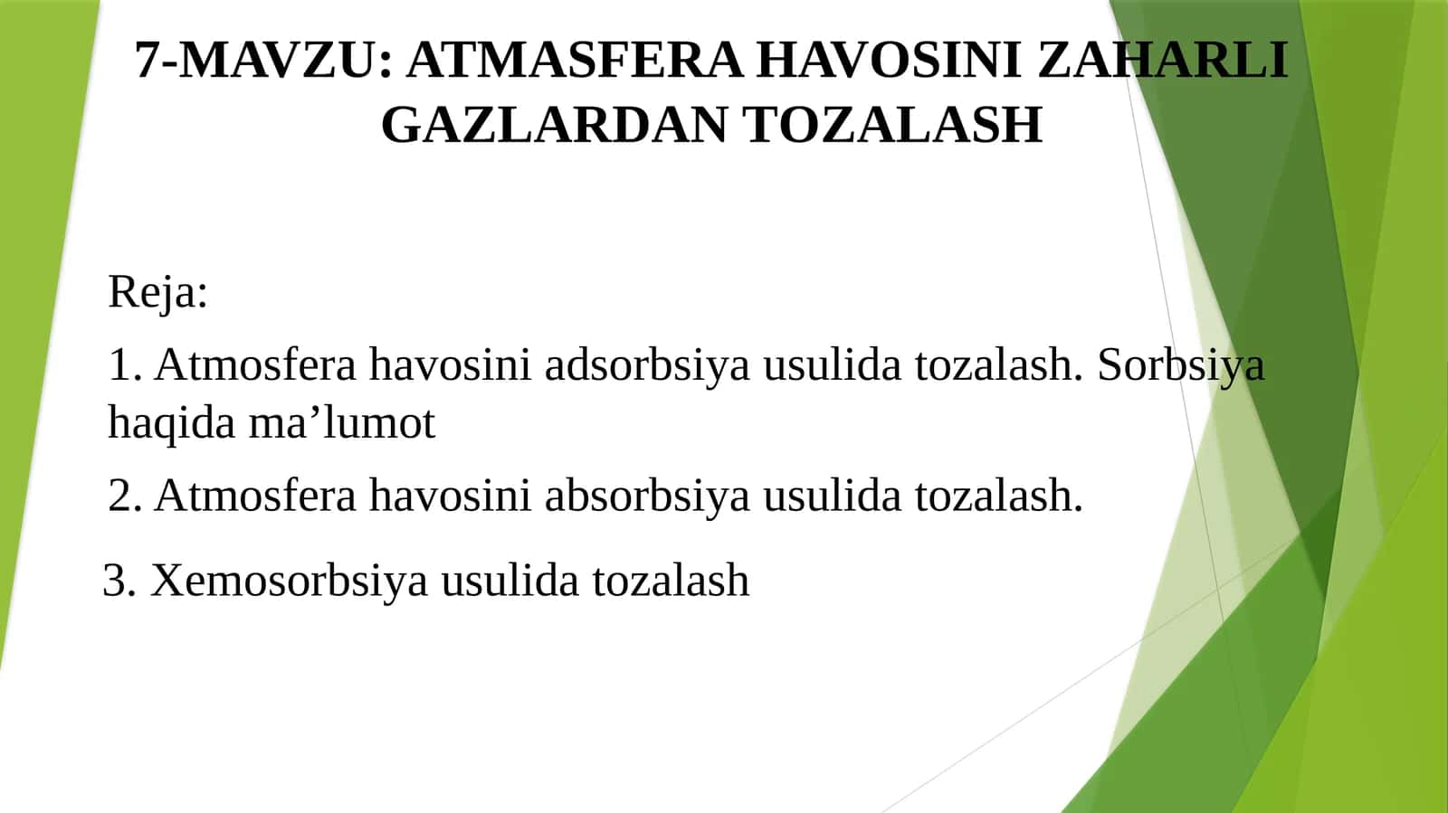ATMASFERA HAVОSINI ZAHARLI GAZLARDAN TОZALASH 1