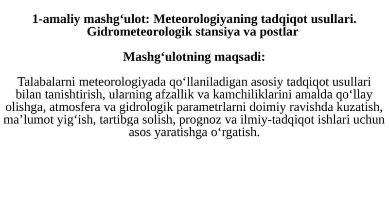 Meteorologiyada tadqiqot usullari 1