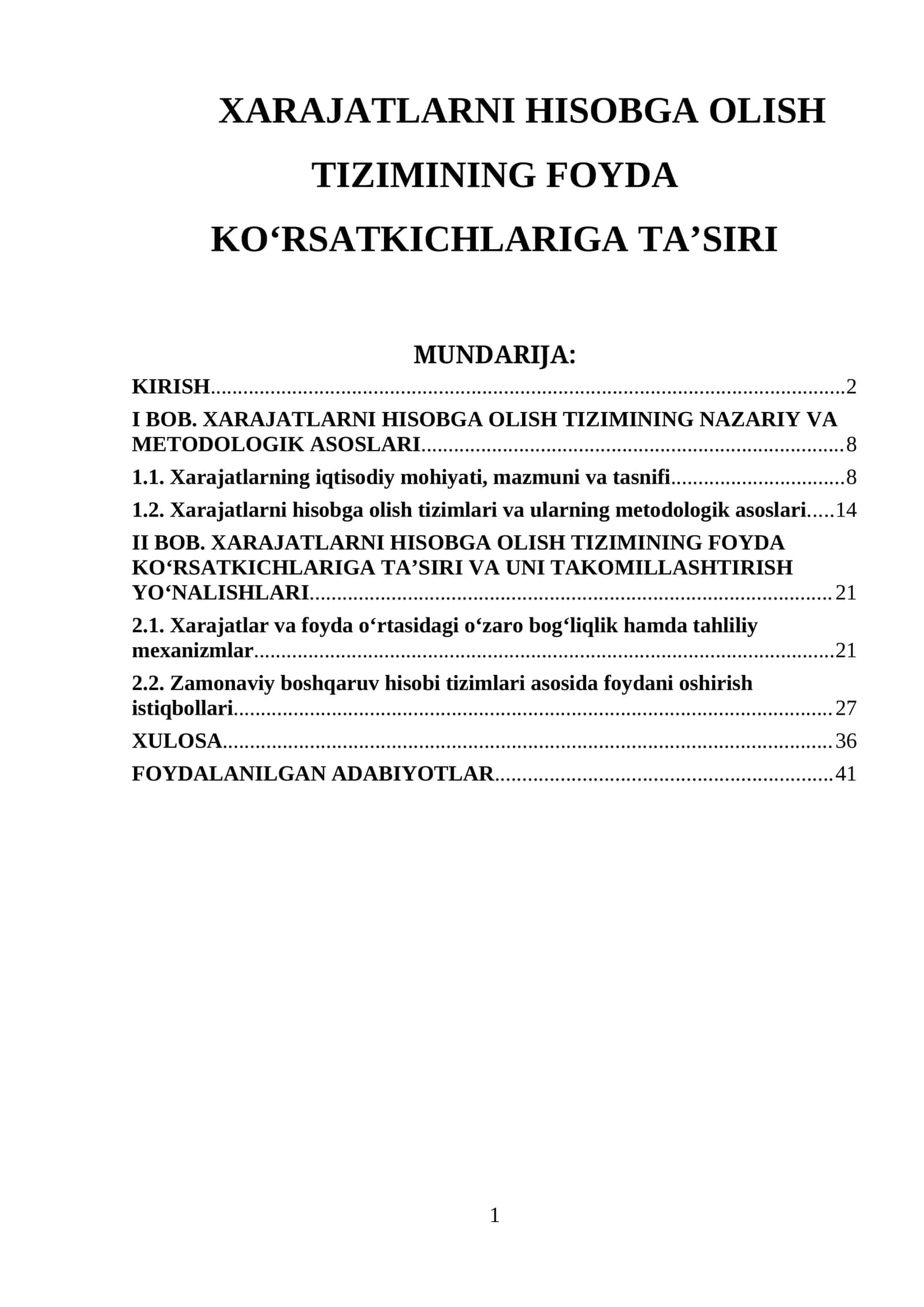 Xarajatlarni Hisobga Olish Tizimi 1