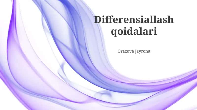 Differensiallash qoidalari 1