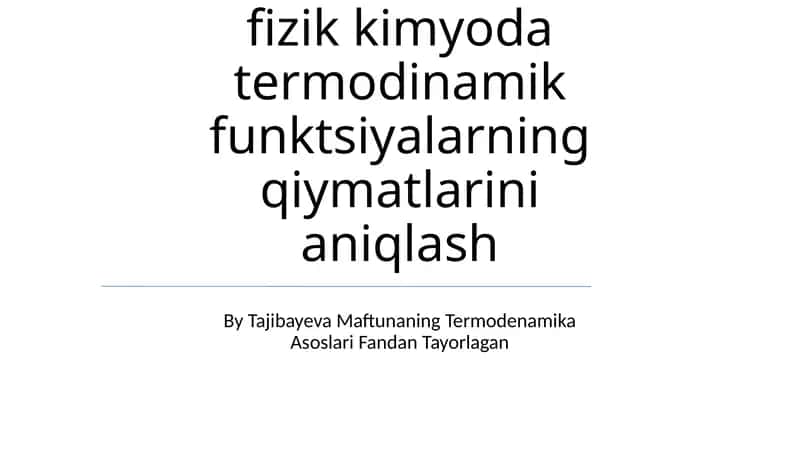 Maftunaning Termodenamika Asoslari 1