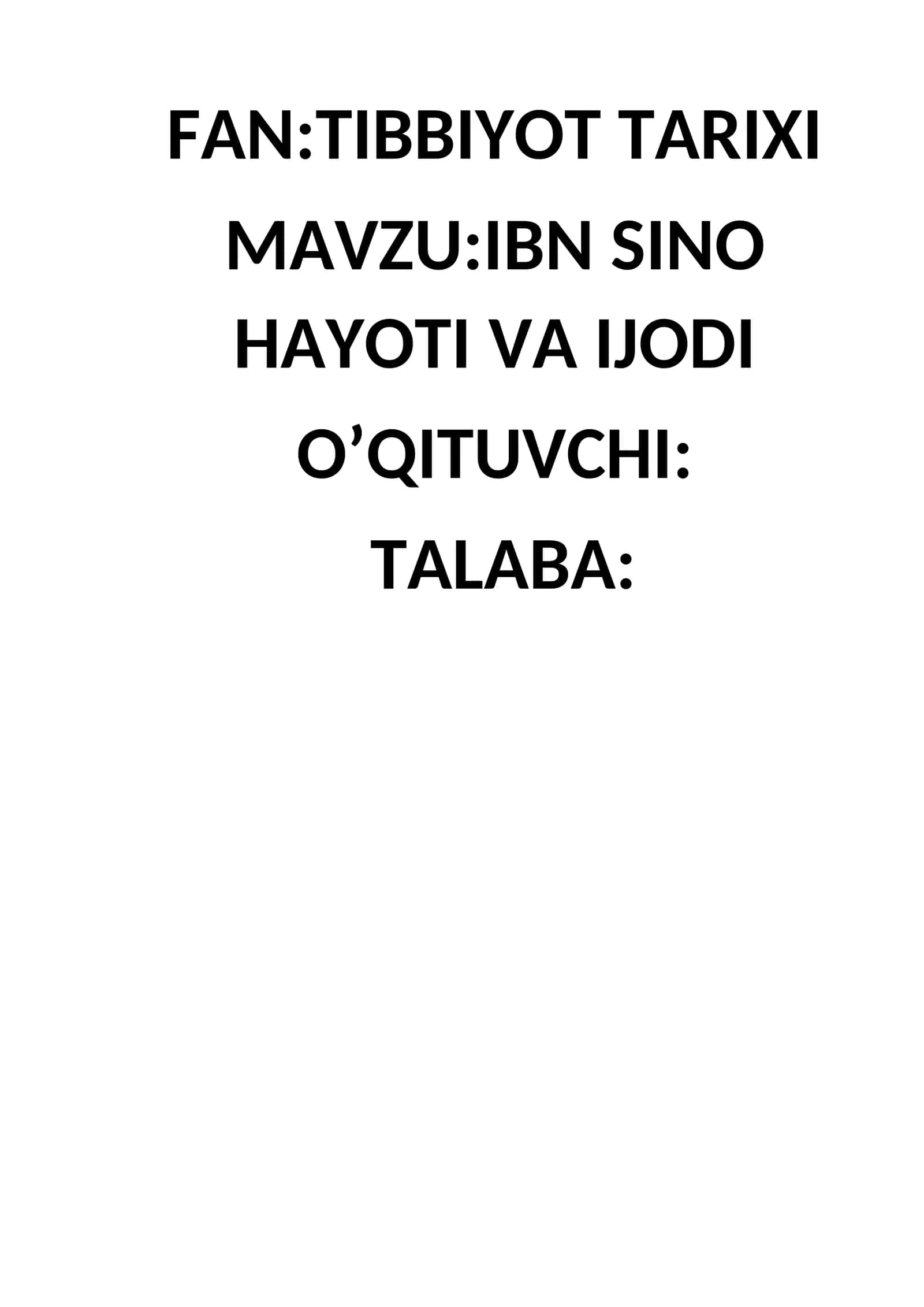 IBN SINO HAYOTI VA IJODI 1