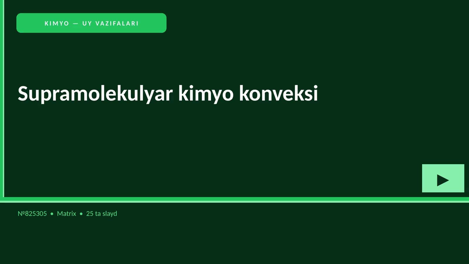 KIMYO — UY VAZIFALARI 1