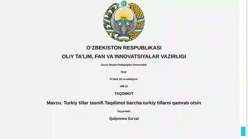 Turkiy tillar tasnifi