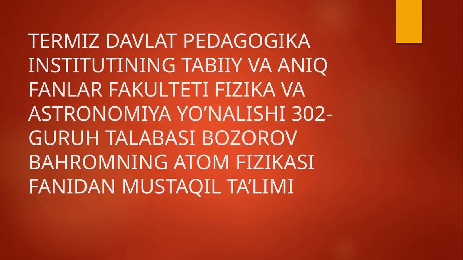 Atom fizikasi fanidagi Rezerford modeli 1