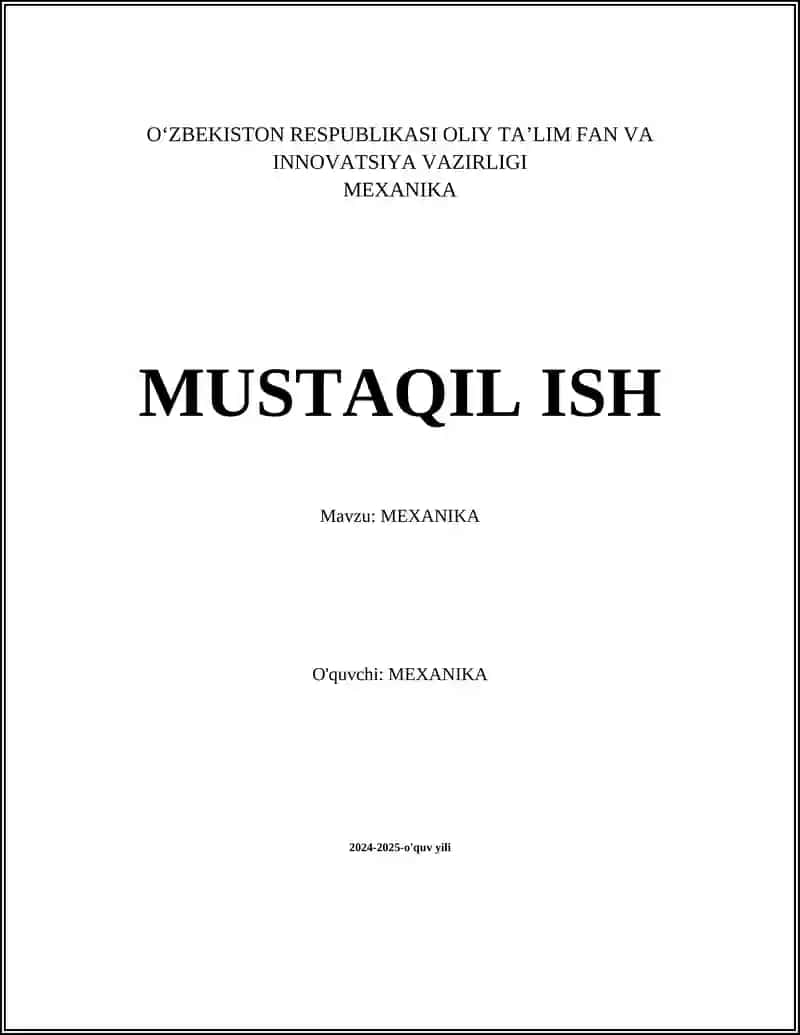 Mexanikaning asosiy tushunchalari