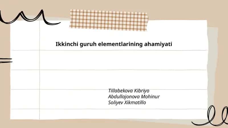 Ikkinchi guruh elementlarining ahamiyati 1