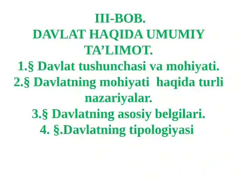 Davlat Haqida Umumiy Ta'limot